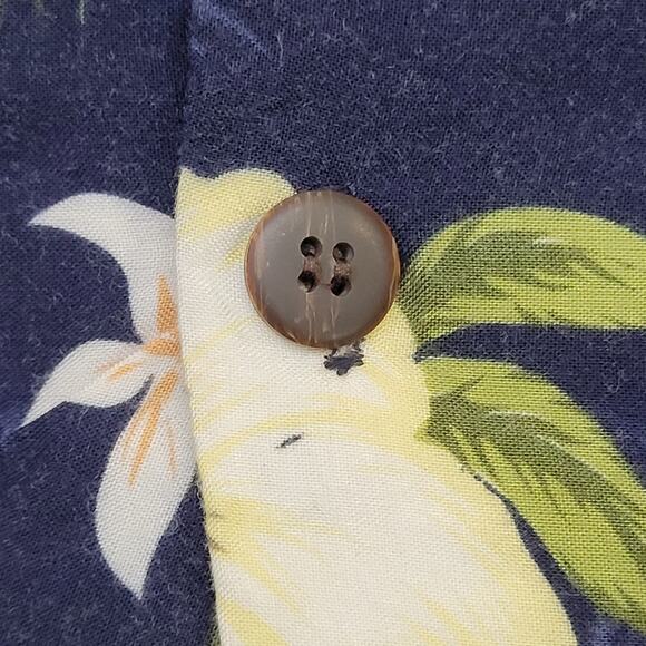 Hawaii Hawaiian Floral Button Shirt XS/S 18x29 Navy-Blue Summer Aloha - Picture 12 of 12